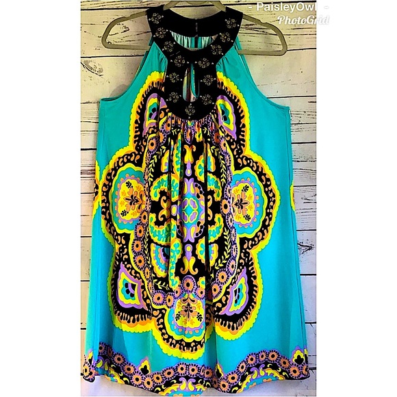 ECI Sleeveless Dress Embellished Keyhole Neck - Picture 7 of 8